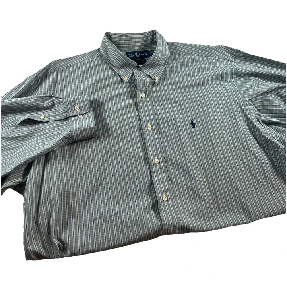 Polo Ralph Lauren Men's 17 34/35‎ Green Yarmouth Shirt Cotton Oxford Button Down